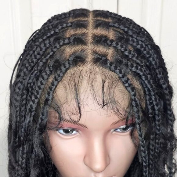 Jaliza Mila 34" Full Lace Lace Boho Braided Wig Human Hair Curls Synthetic Braid - Picture 2 of 9